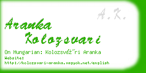 aranka kolozsvari business card